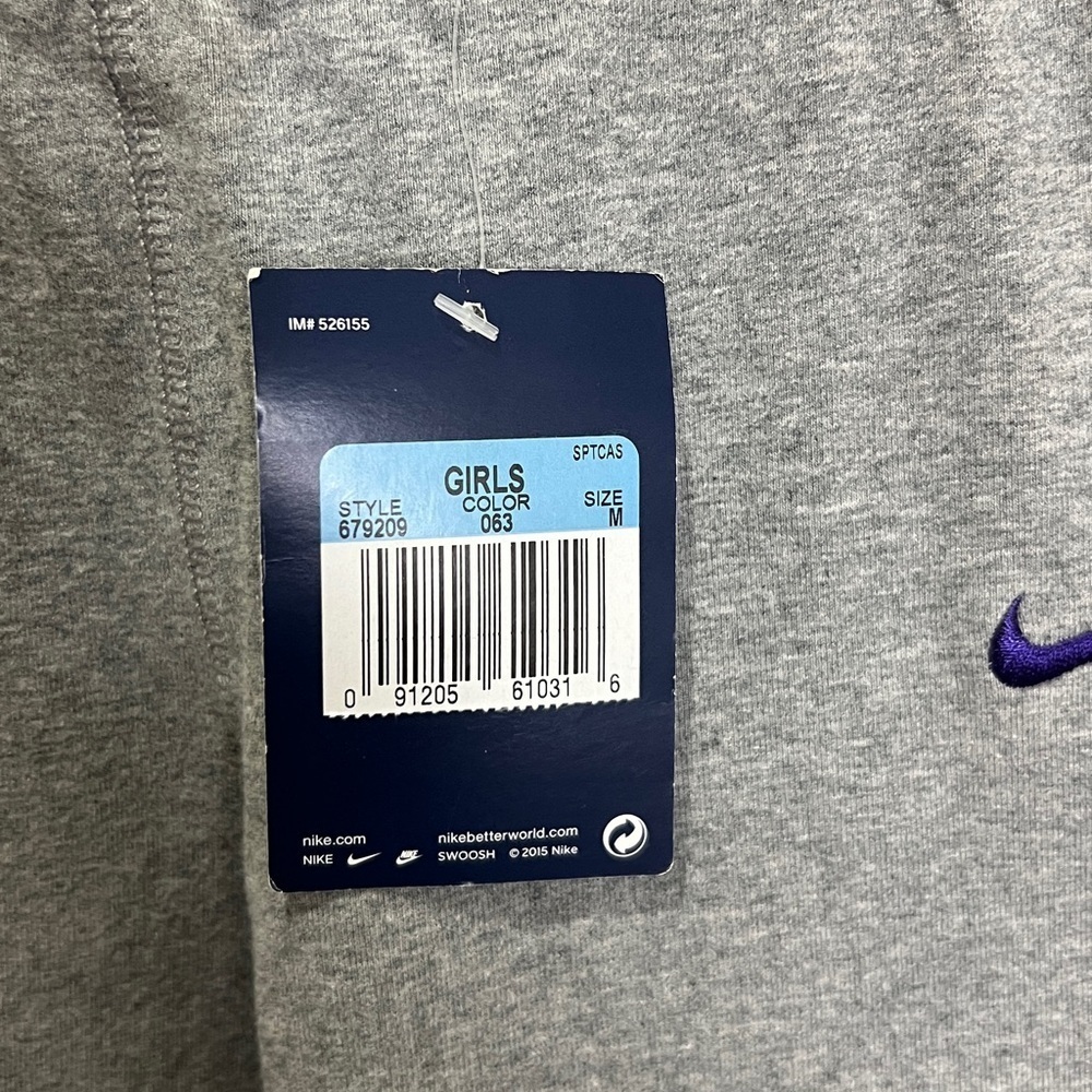 Nike Sweat Pants Leggings Girls Medium Track Gray Purple Just Do It NWT Joggers - Picture 4 of 13